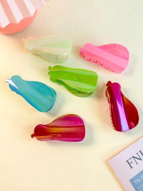Iridescent Pear Shape Glossy Hair Claw Clips