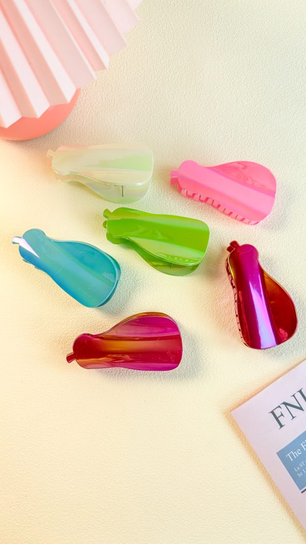 Iridescent Pear Shape Glossy Hair Claw Clips