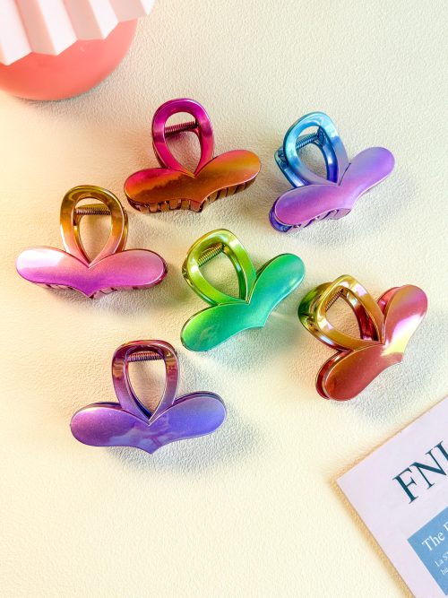 Aurora Gradient Heart Wing Hair Claw Clips