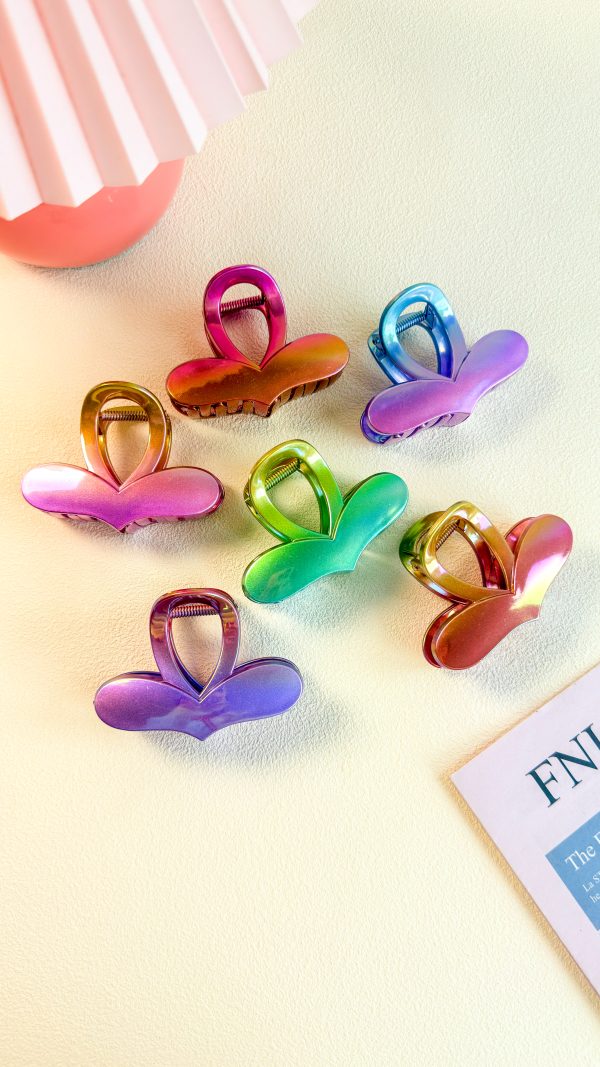 Aurora Gradient Heart Wing Hair Claw Clips