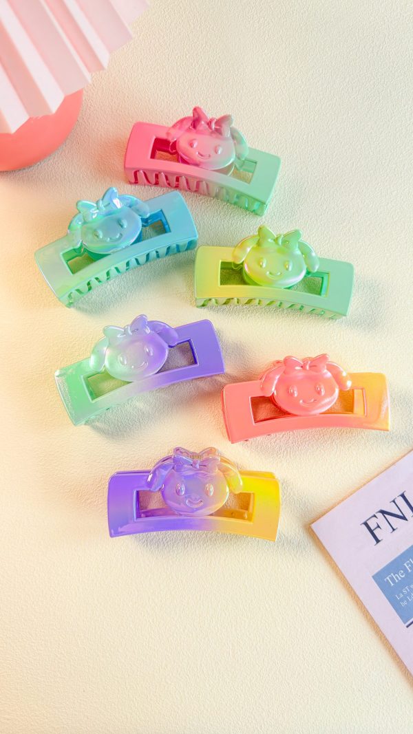 Iridescent Bunny Charm Rectangular Hair Claw