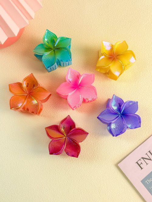 Iridescent Textured Plumeria Hair Claw