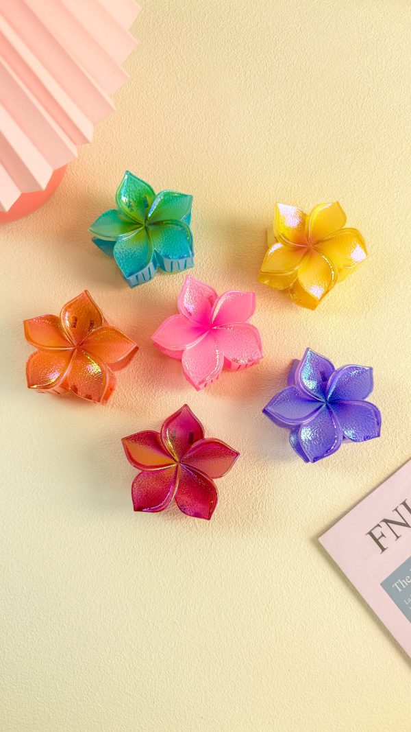 Iridescent Textured Plumeria Hair Claw