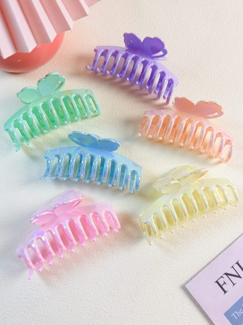 Iridescent Heart Bow Large Hair Claw