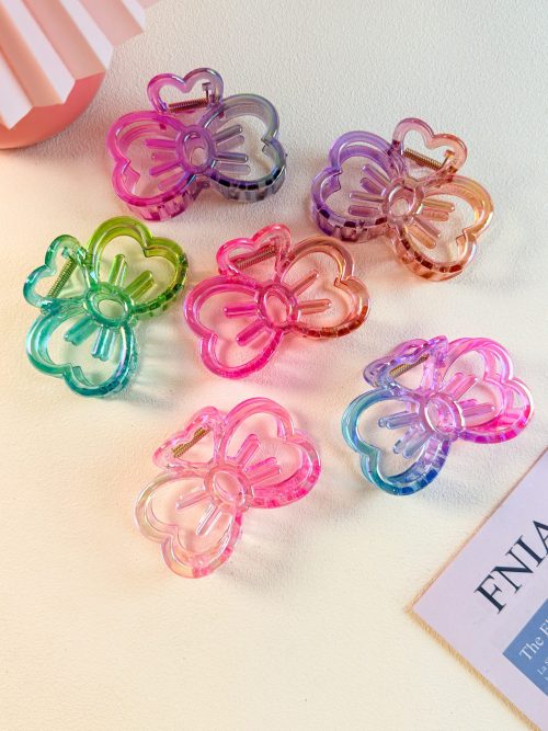 Iridescent Clover Bow Hair Claw