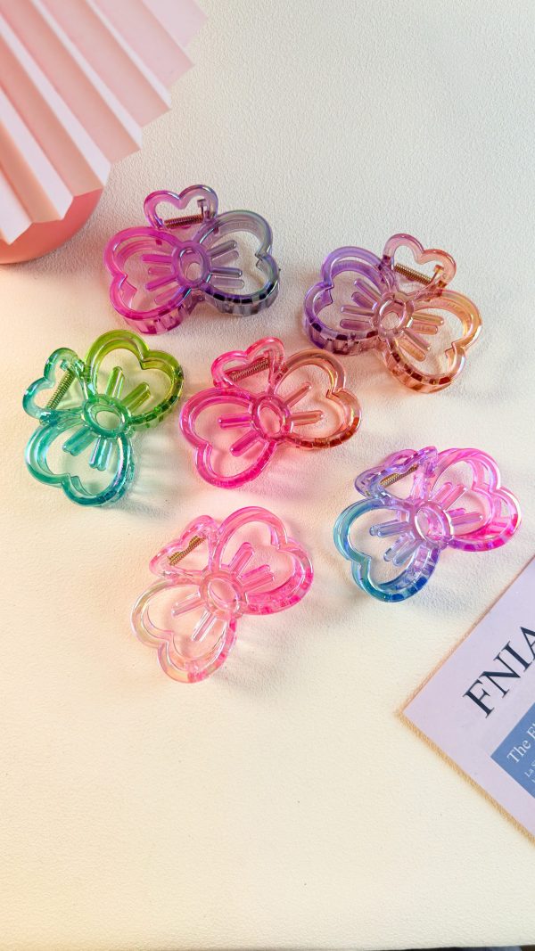 Iridescent Clover Bow Hair Claw