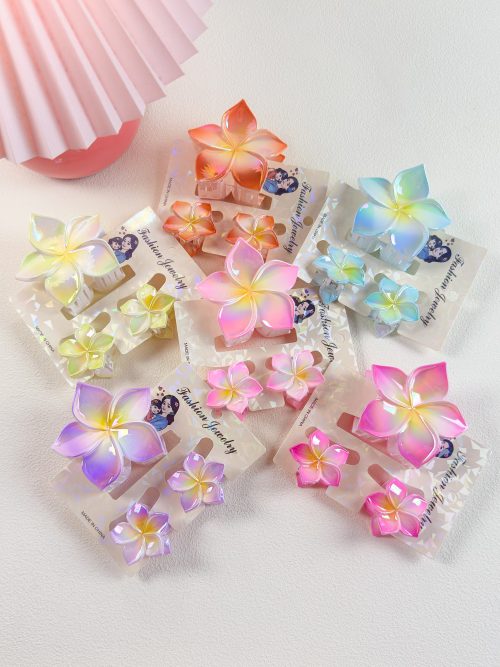 Holographic Frangipani Clip Set