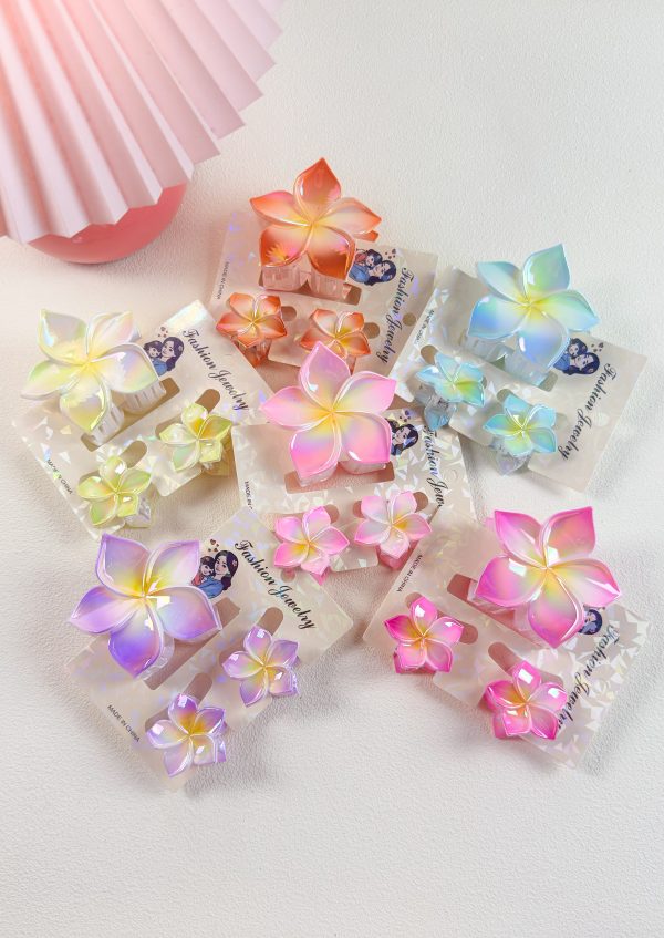 Holographic Frangipani Clip Set