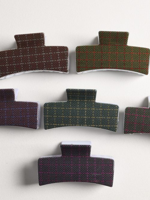 Preppy Retro Plaid Hair Claw Clips