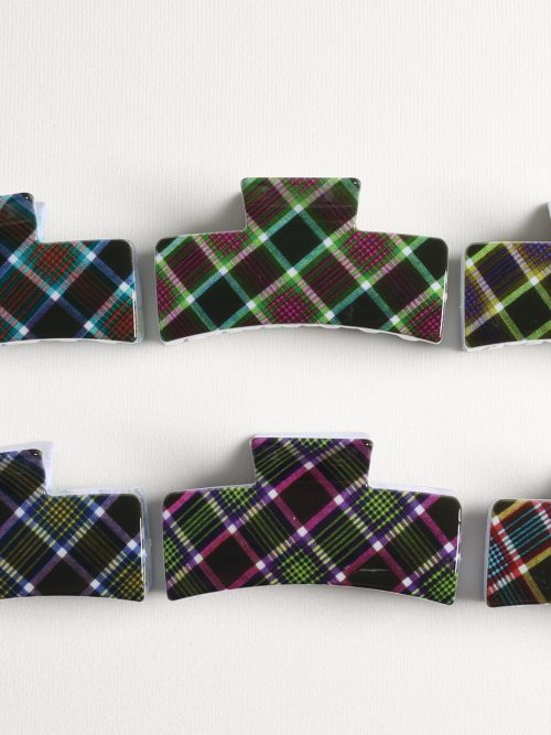 Classic Dark Tartan Plaid Hair Claws