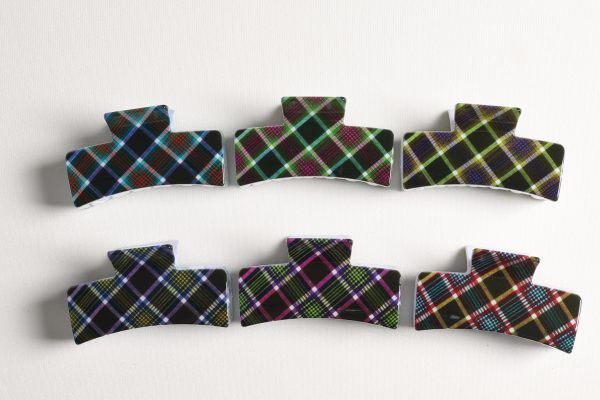 Classic Dark Tartan Plaid Hair Claws