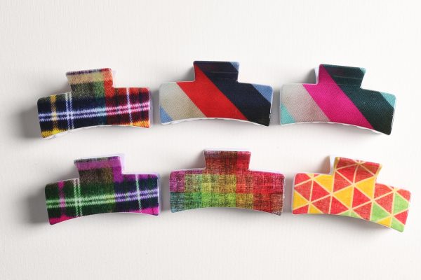 Mixed Geometric Plaid Hair Claw Clips