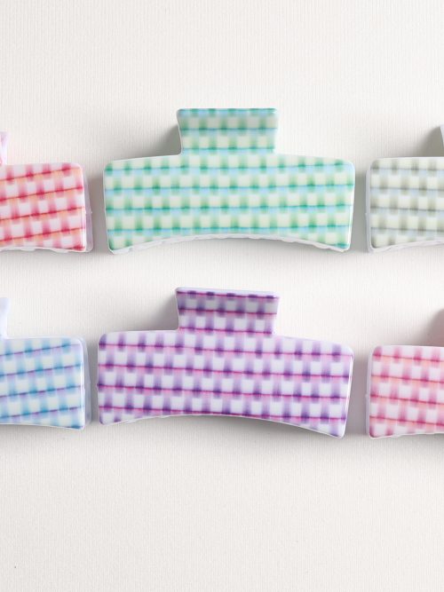 Pastel Gradient Gingham Hair Claws