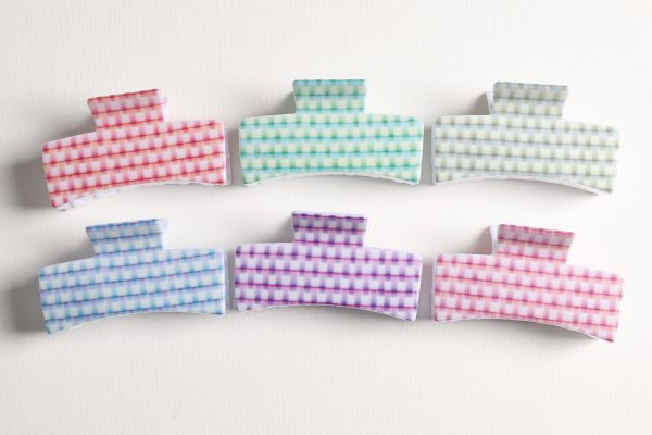 Pastel Gradient Gingham Hair Claws