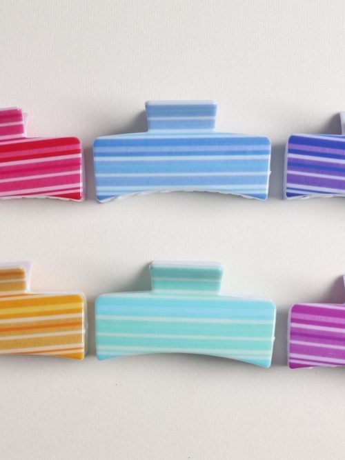 Vibrant Gradient Stripe Hair Claw Clips