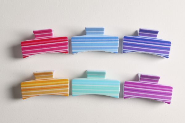 Vibrant Gradient Stripe Hair Claw Clips