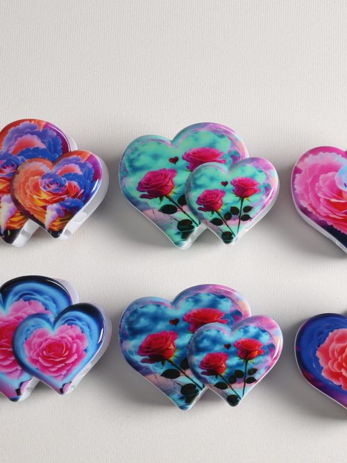 Romantic Rose Double Heart Hair Claws