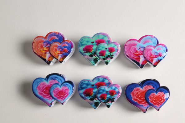 Romantic Rose Double Heart Hair Claws