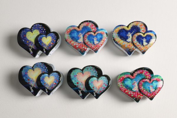 Fairy Tale Galaxy Double Heart Hair Claws