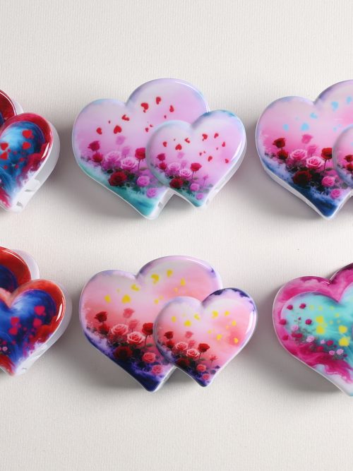 Gradient Floral Double Heart Hair Claws