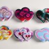 Assorted Art Print Double Heart Hair Claws