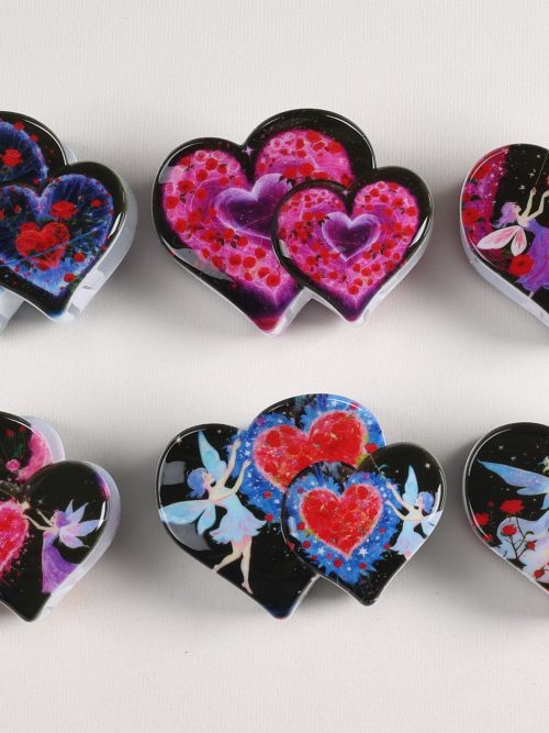 Dark Fairy Rose Double Heart Hair Claws