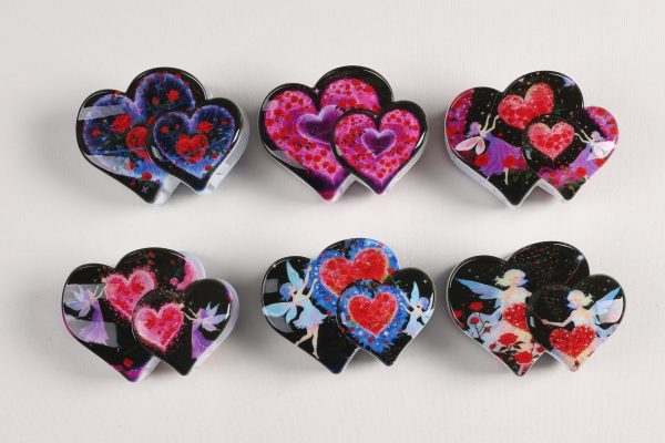Dark Fairy Rose Double Heart Hair Claws