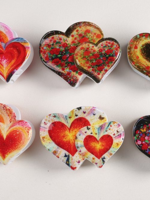 Romantic Glitter Rose Heart Hair Claws