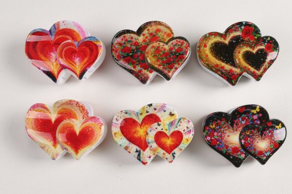 Romantic Glitter Rose Heart Hair Claws