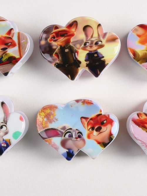 Cartoon Bunny & Fox Heart Hair Claws