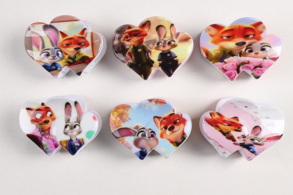 Cartoon Bunny & Fox Heart Hair Claws