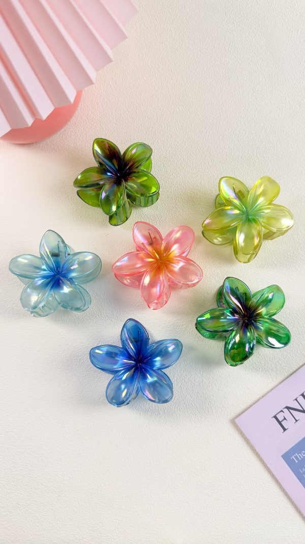 Jelly Shimmer Frangipani Hair Clips
