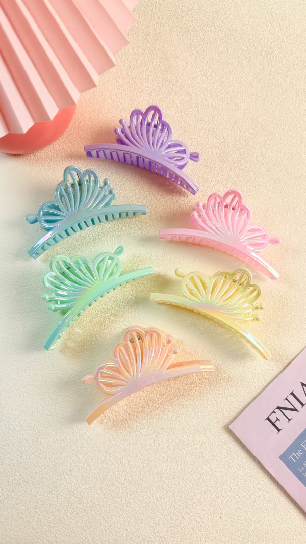 Iridescent Fan Crown Hair Claws