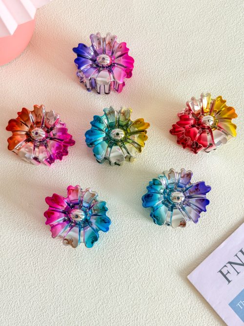 Rainbow Mirror Daisy Hair Clips