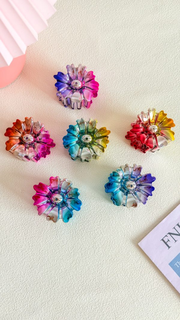 Rainbow Mirror Daisy Hair Clips