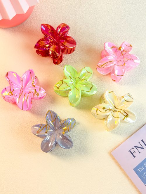 Marble Gold Vein Floral Clips