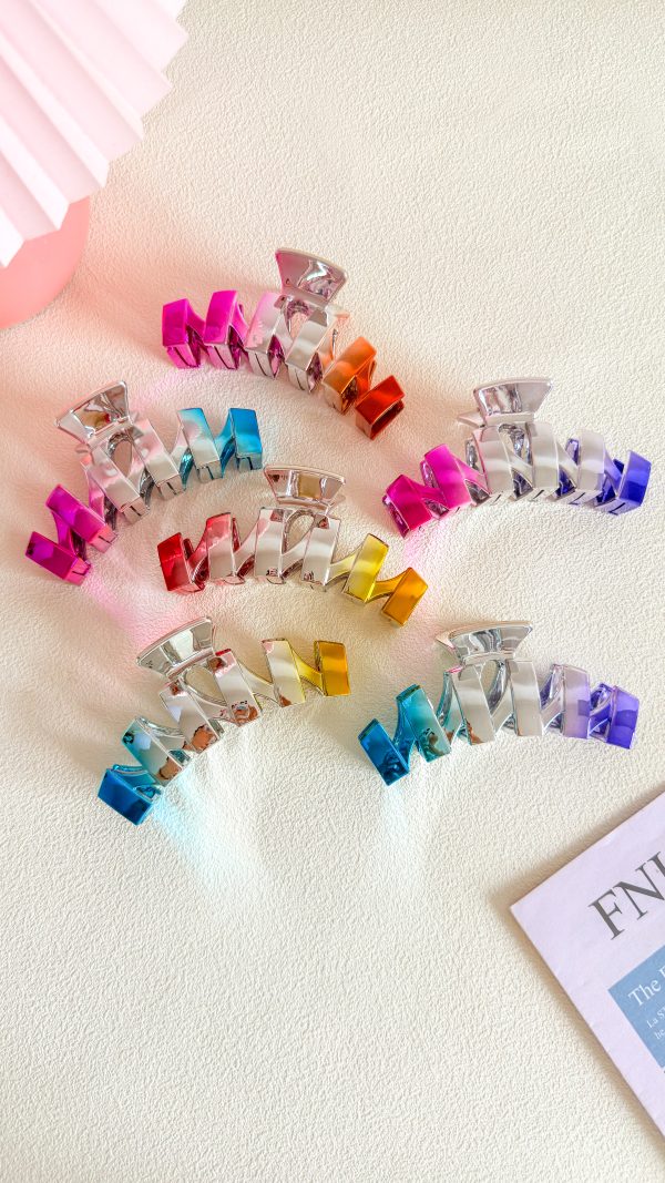 Rainbow Wave M-Shape Hair Claws