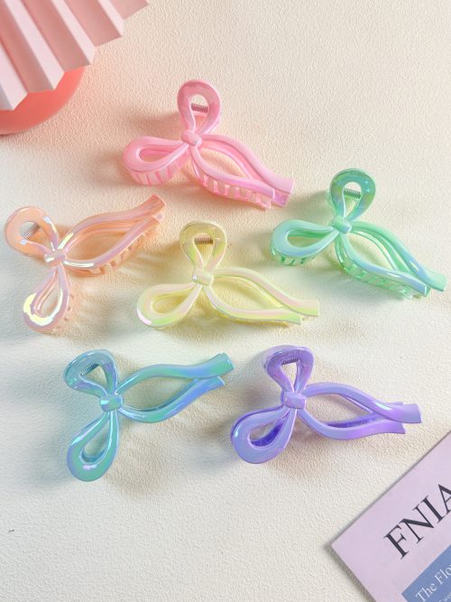 Macaron Glossy Bow Hair Clips
