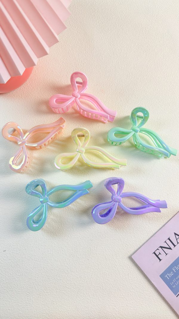 Macaron Glossy Bow Hair Clips