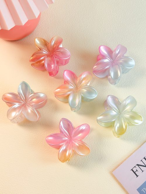 Iridescent Plumeria Flower Hair Claw Clips