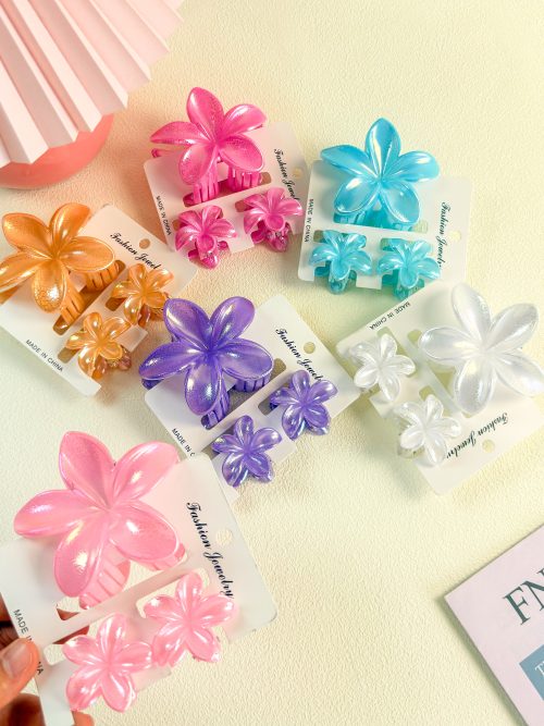 Textured Plumeria Clip Set