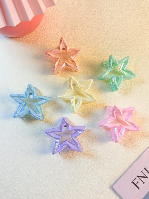 Macaron Shimmer Hollow Star Clips