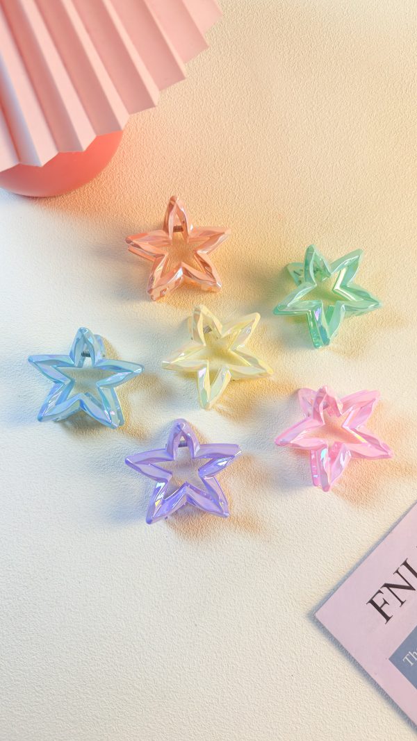 Macaron Shimmer Hollow Star Clips