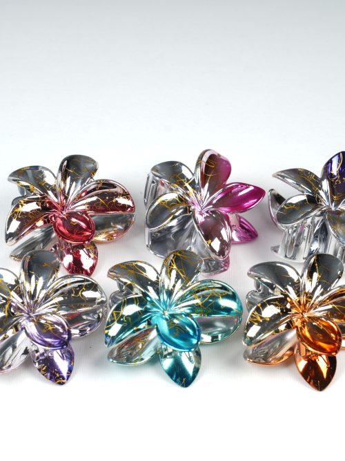 Metallic Gold Line Flower Hair Claw Clips