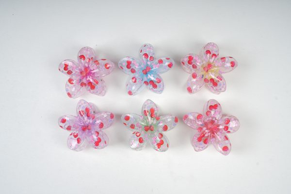 Transparent Cherry Print Flower Hair Claws