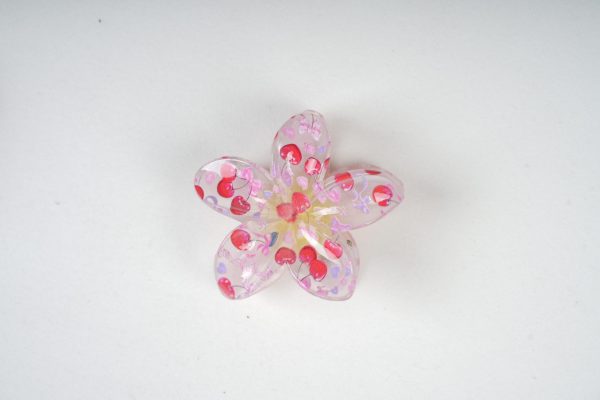 Transparent Floral Cherry Claw