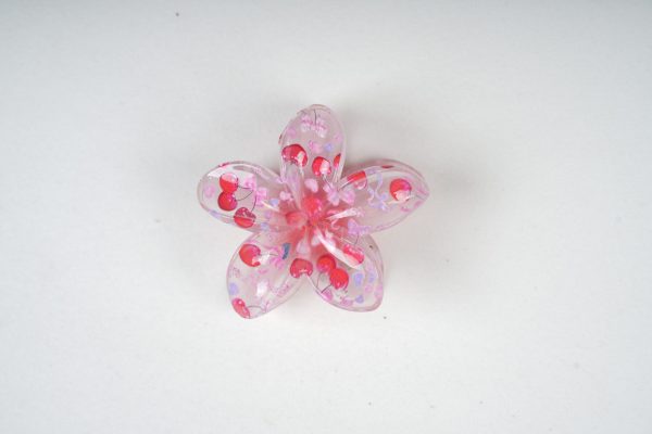 Transparent Floral Cherry Claw