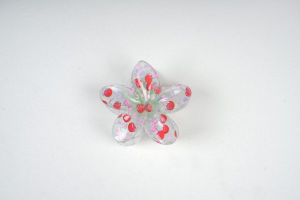 Transparent Floral Cherry Claw