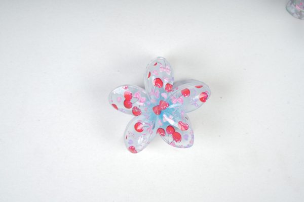 Transparent Floral Cherry Claw