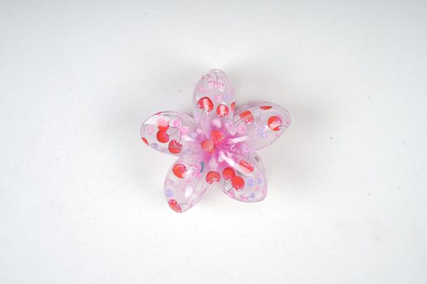 Transparent Floral Cherry Claw